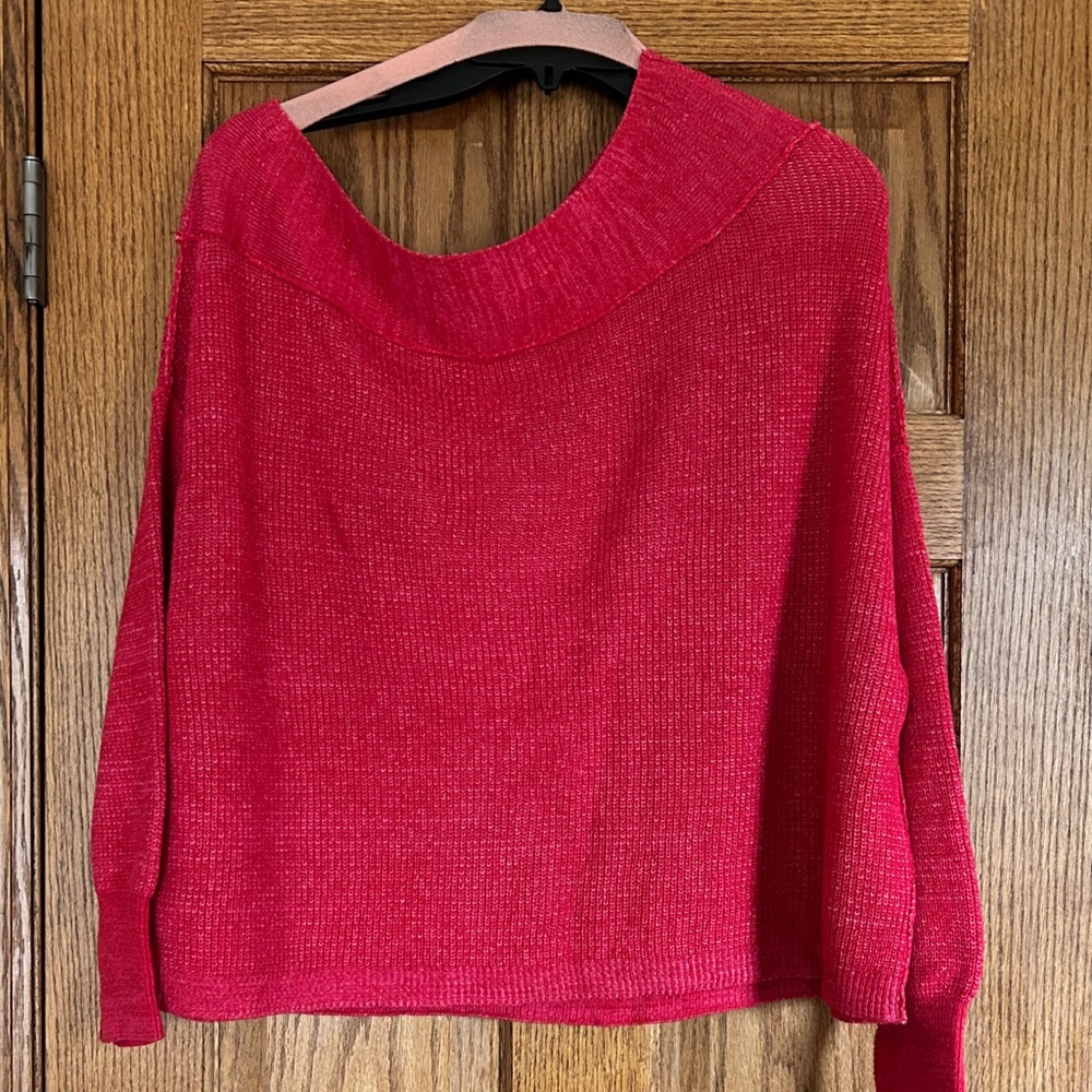 Free People Off Shoulder Sweater, Red. Women’s Size Small